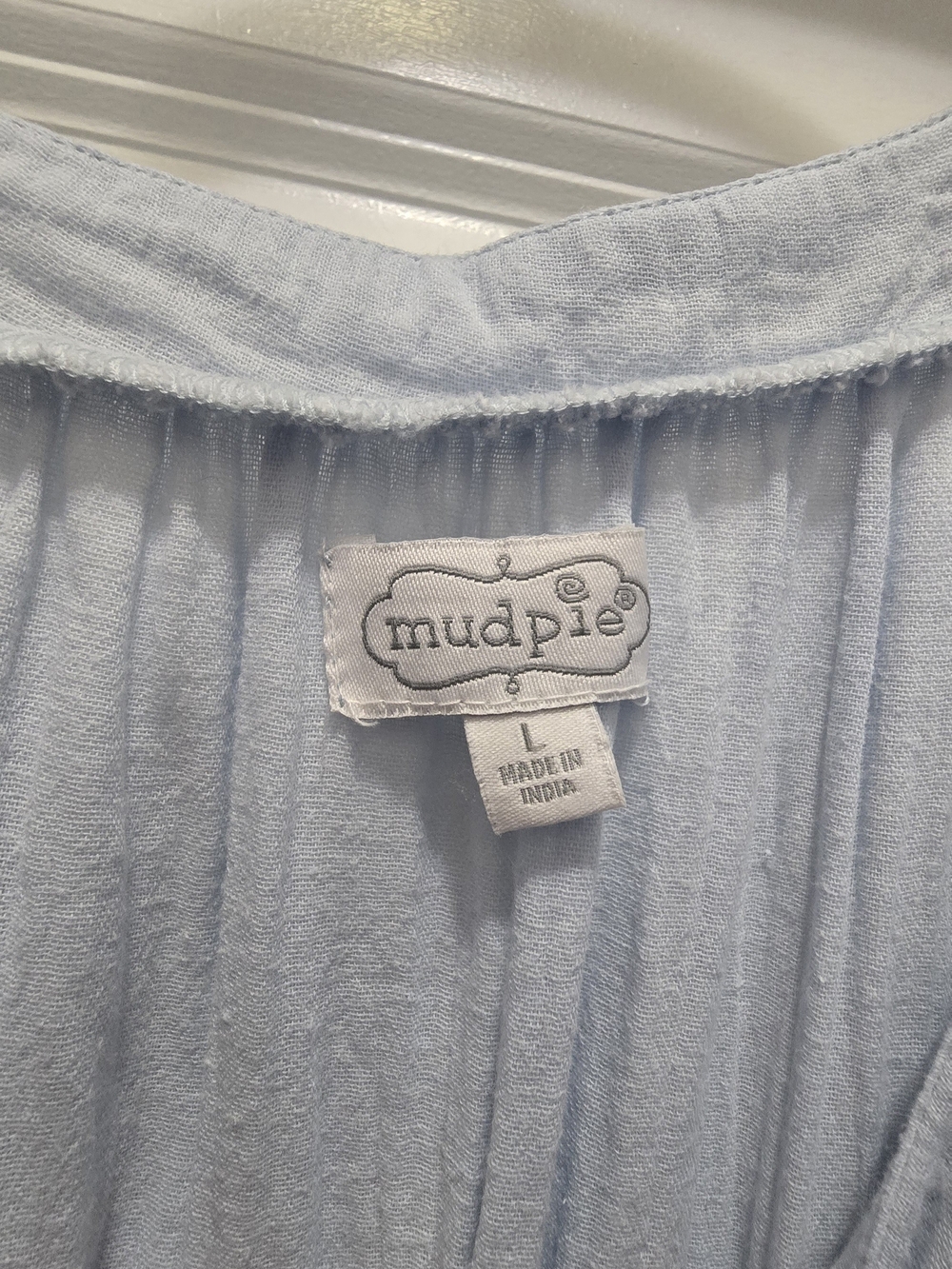 Mud Pie "Nile" Colorblock (Blue & White) Tiered High-Low Gauze Sundress Size L - Picture 4 of 6